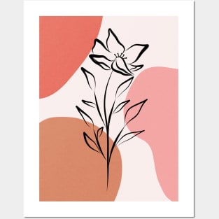 Abstract Botanical Dainty Line Flower Posters and Art
